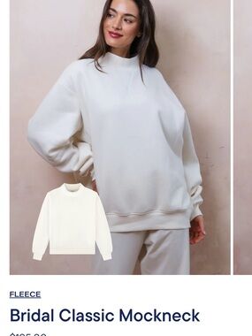 Bridal Classic Mockneck Fleece Sweater - White FREE EMBROIDERY